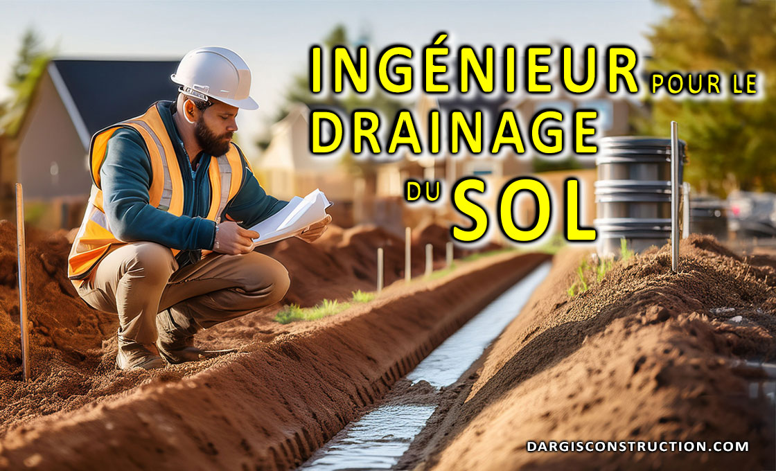 Drainage du sol par un ingénieur civil, rapport, plans, devis, topographie du terrain